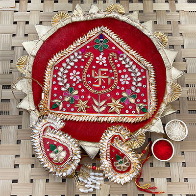 Geometric Pattern Rakhi Thali with set of rakhi