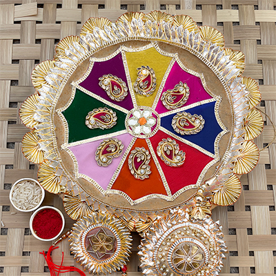 Trendy Rakhi Thali with combo of rakhi