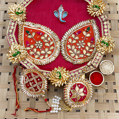 Unbelievable Royal rakhi thali with set of rakhi