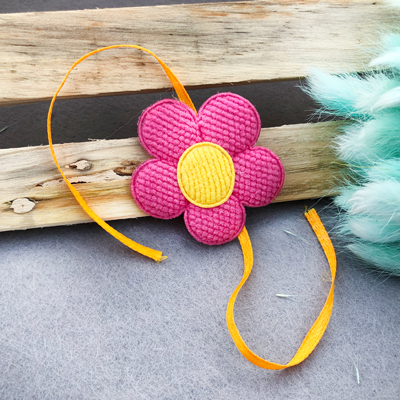 gorgeous pink yellow flower Rakhi for Kids