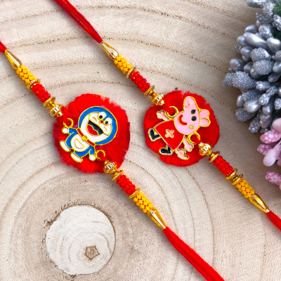cute peppa n minded Doraemon kids Rakhi combo