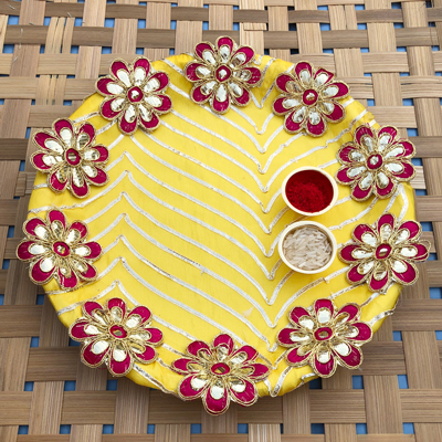 Demanding flower design puja Thali