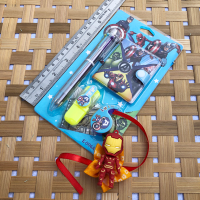 Famous Iron Man Rakhi with writing gift set for kids