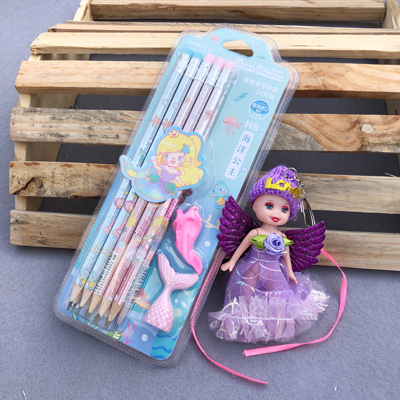 purple fairy keychain Rakhi with pencil gift set for kids