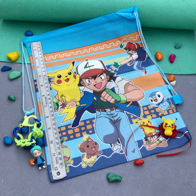 pockeymon cartoon print dori bag with Pikachu Rakhi for kids