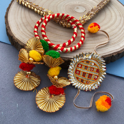 gota patti design bhaiya bhabhi Rakhi combo
