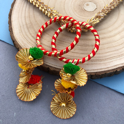 Traditional design chuda Rakhi with gota flower tassels for bhabhi