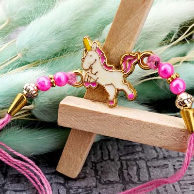 Girls favourite pink unicorn Rakhi for kids