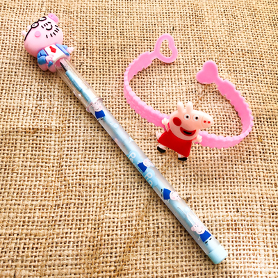 kids favorite Pepapig cartoon Rakhi N pencil combo