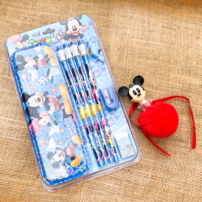 Famous Mickey mouse Pom pom Rakhi & Stationery Combo