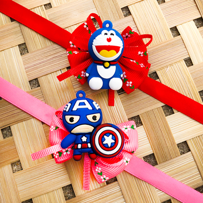 Trending Doraemon N captain America Rakhi combo for kids