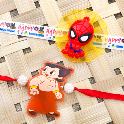 Cartoon Character chotabheem, spiderman kids Rakhi combo