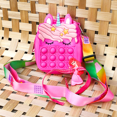 Unicorn pop it bag and princess Rakhi combo for kids
