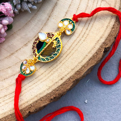 authentic piece of designer kundan meena Rakhi