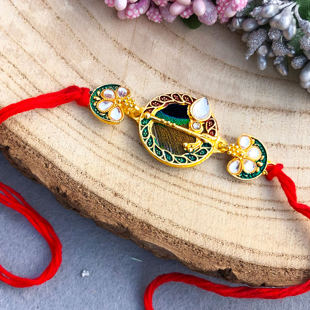 authentic piece of designer kundan meena Rakhi