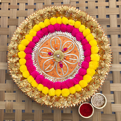 festive special gotta patti flower design puja thali