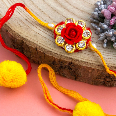 gorgeous Red Rose design bhaiya bhabhi Rakhi