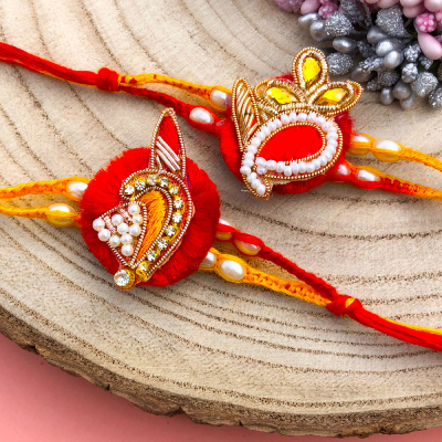 traditional Red thread bases designer Rakhi combo of 2