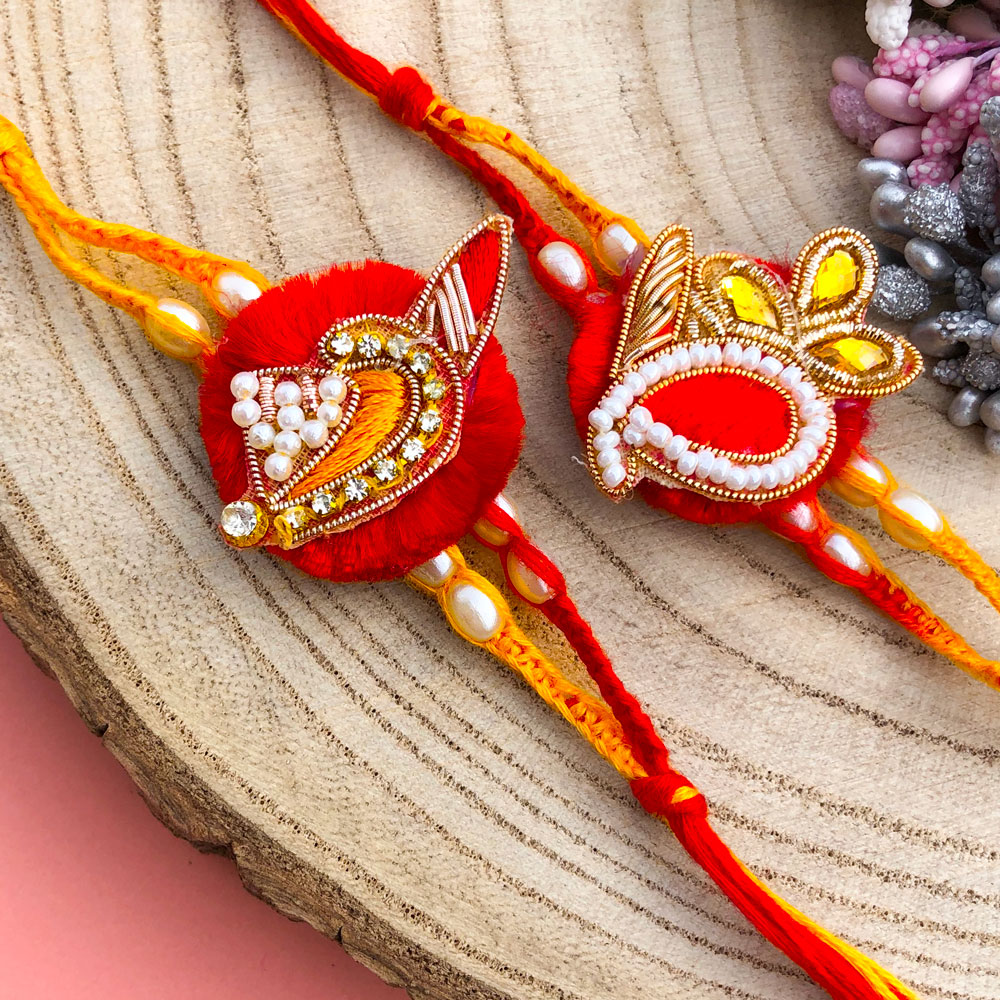 traditional Red thread bases designer Rakhi combo of 2