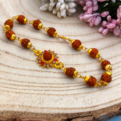 rudraksh base flower design Rudrakh chain bracelet Rakhi