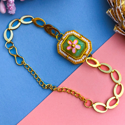 designer based flower design chain bracelet Rakhi