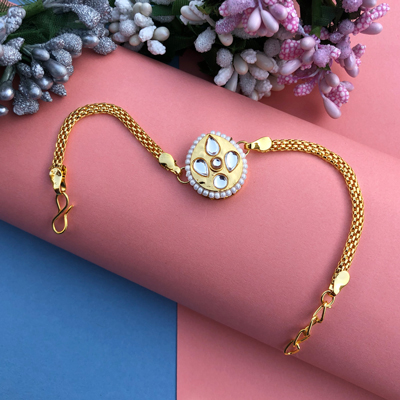 beads stons design flower Chain bracelet Rakhi for womens