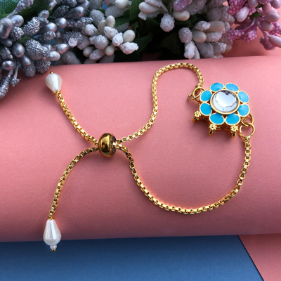 gorgeous flower design chain bracelet Rakhi for Bhabhi, sister