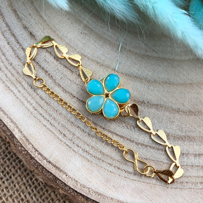 pretty sky flower design chain bracelet Rakhi for bhabhi, sister