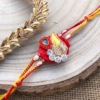 Authentic design Red thread base Rakhi for brother