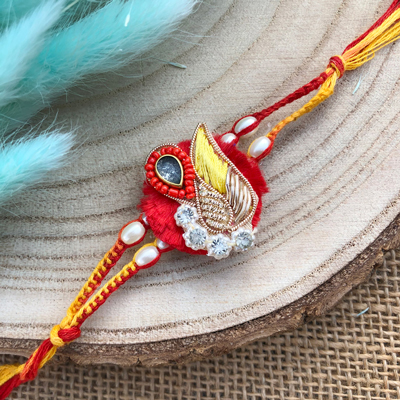 Authentic design Red thread base Rakhi for brother