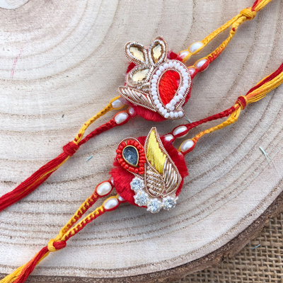 gorgeous Red thread base designer brothers Rakhi combo set of 2