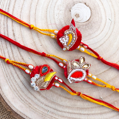 Artful thread base brothers Rakhi combo of 3