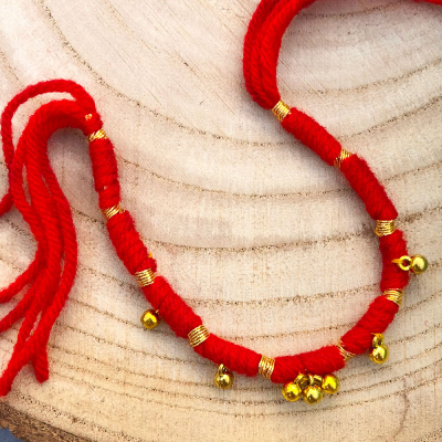 golden Ghungroo stylish bhaiya bhabhi Red traditional Rakhi