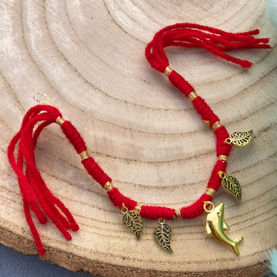 fish with leaf design Red thread bhaiya bhabhi Rakhi