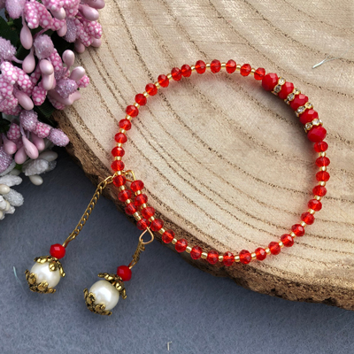 daily wear Red pearl bracelet Rakhi for womens