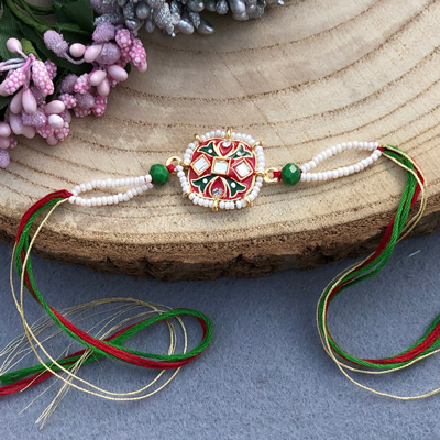 Traditional meenakari beaded bhaiya bhabhi Rakhi