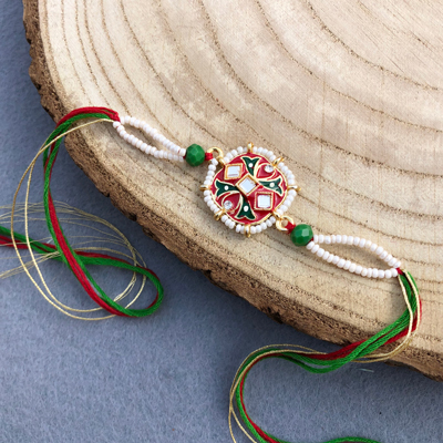 Traditional meenakari beaded bhaiya bhabhi Rakhi