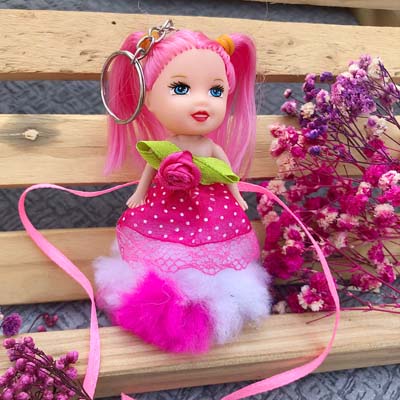 Pinkish Doll keychain Rakhi for kids