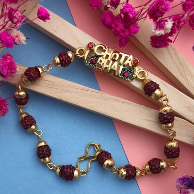 Chota bhai logo Rudraksha bracelet Rakhi for bhai