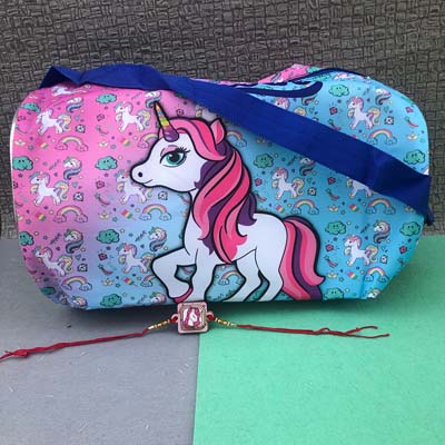 Surprising Unicorn Bag and Rakhi combo for Girls