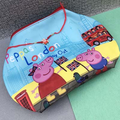 Famous Peppa pig Rakhi with Peppa print purse combo