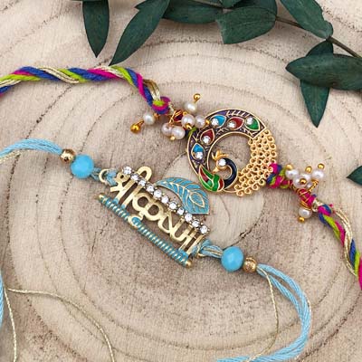 Beautiful shree krishna and peacock design Rakhi combo of 2
