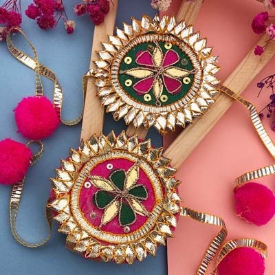 Rajasthani Gotta Patti design Rakhi set of 2 for bhaiya