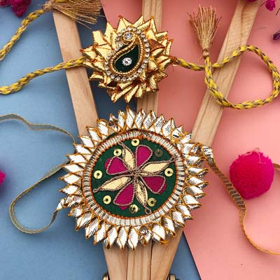 Authentic gotta Patti Traditional Rakhi combo