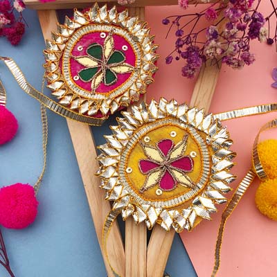 Gota Patti flower design Rakhiz combo for bhaiya