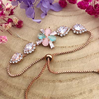 Jewellery design flower stone chain bracelet Rakhi for bhabhi, Sister
