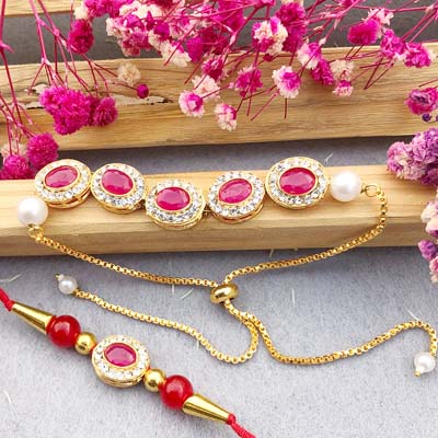 Sterling bracelet Rakhi with bracelet thread Rakhi for bhaiya and bhabhi