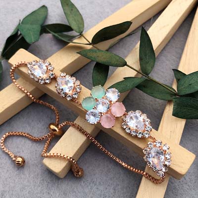 Authentic jewellery Chain stone Bracelet Rakhi for Bhabhi, sister