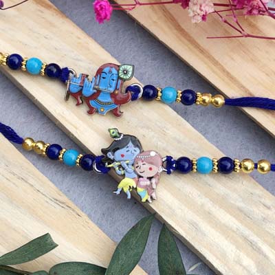 Mahadev and Shri Krishna Rakhi for special kids combo