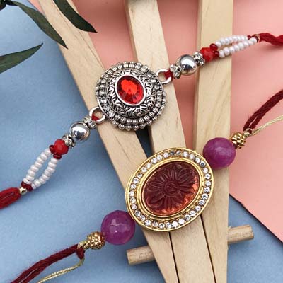 Authentic set of 2 of stone Rakhi for everyone